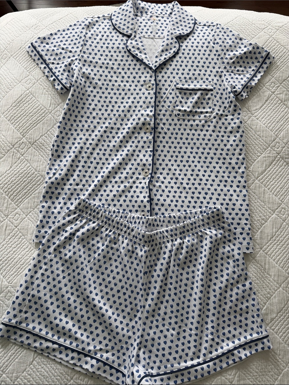 Roller Rabbit Women’s Hearts Polo Pajamas - Blue Size S, NEVER BEEN WORN